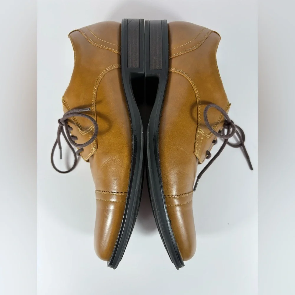 George Men’s Branford Casual Dress Oxfords in Brown Faux Leather-Cap Toe Design
